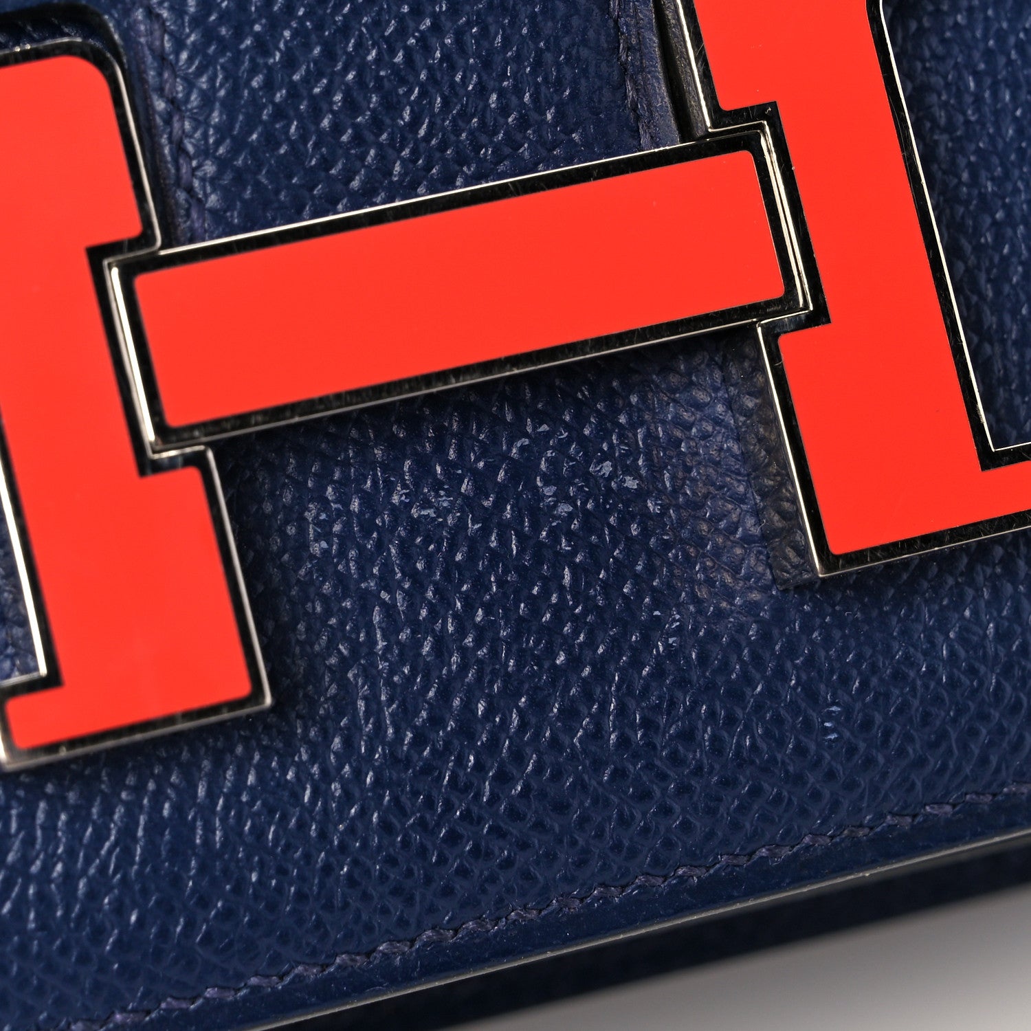 Hermes Epsom Enamel Constance 18 Bleu Saphir Orange Poppy 10 of 10