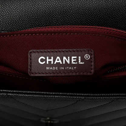 Chanel Caviar Chevron Quilted Small Coco Handle Flap So Black 6 of 11