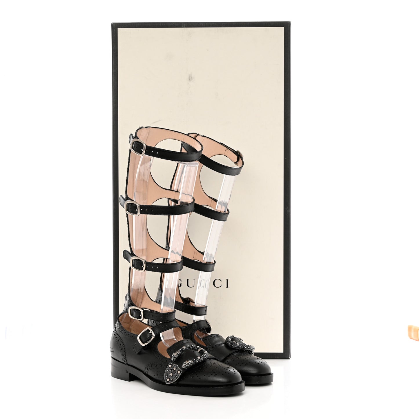 Calfskin Queercore Brogue Knee High Boots 37 Black