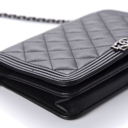 Chanel Caviar Quilted Boy Wallet On Chain WOC Black 6 of 12