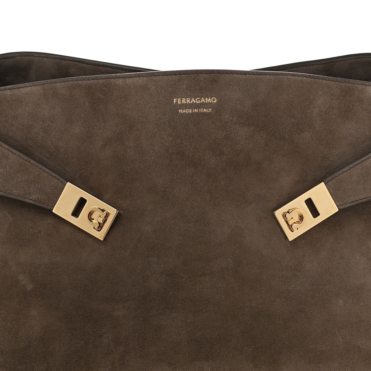 Salvatore Ferragamo Suede Large Hug Soft Shoulder Bag Concrete 8 of 10