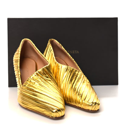 Bottega Veneta Metallic Bark Nappa Almond Pumps 37 Gold 8 of 8
