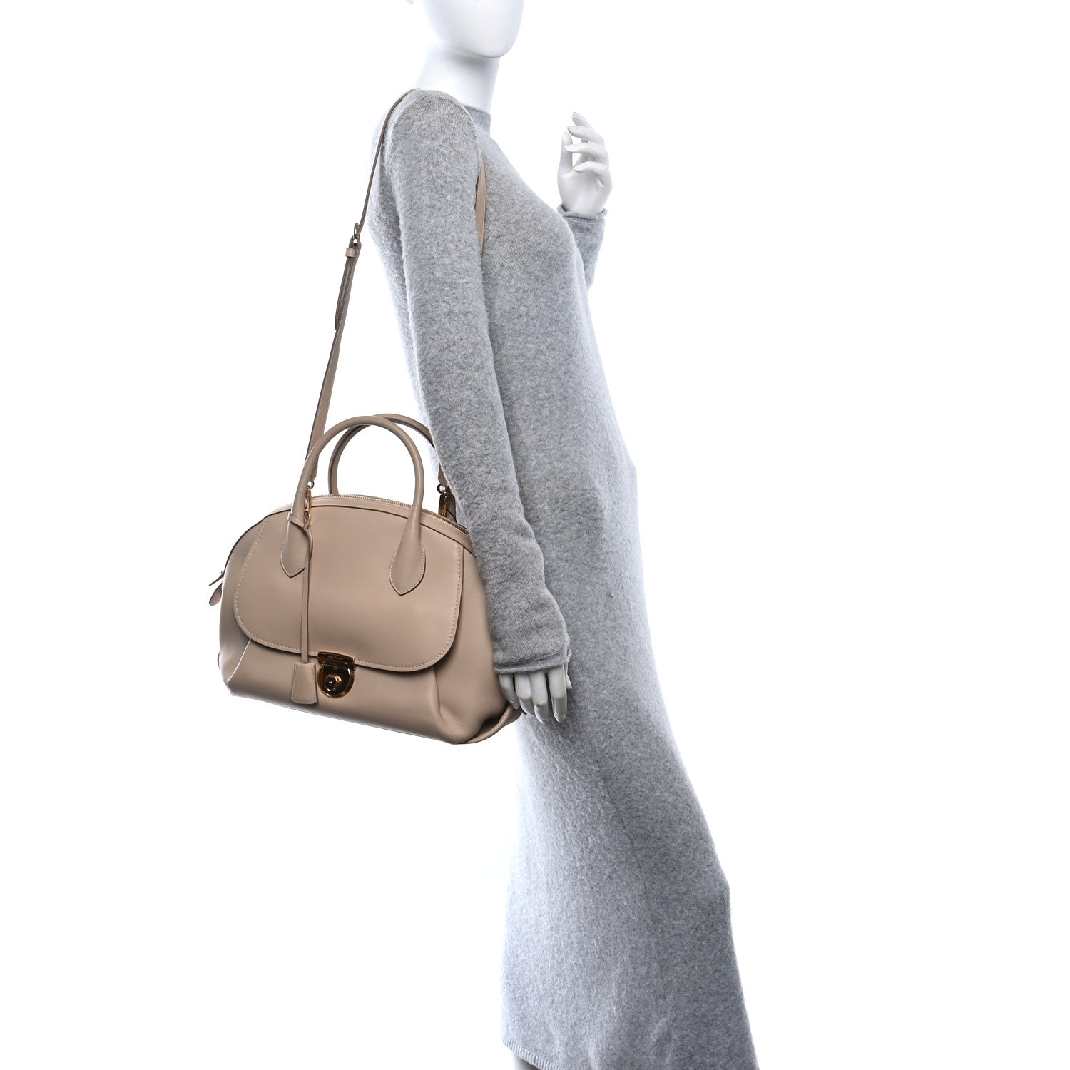 Salvatore Ferragamo Calfskin Fiamma Bag New Bisque 2 of 9