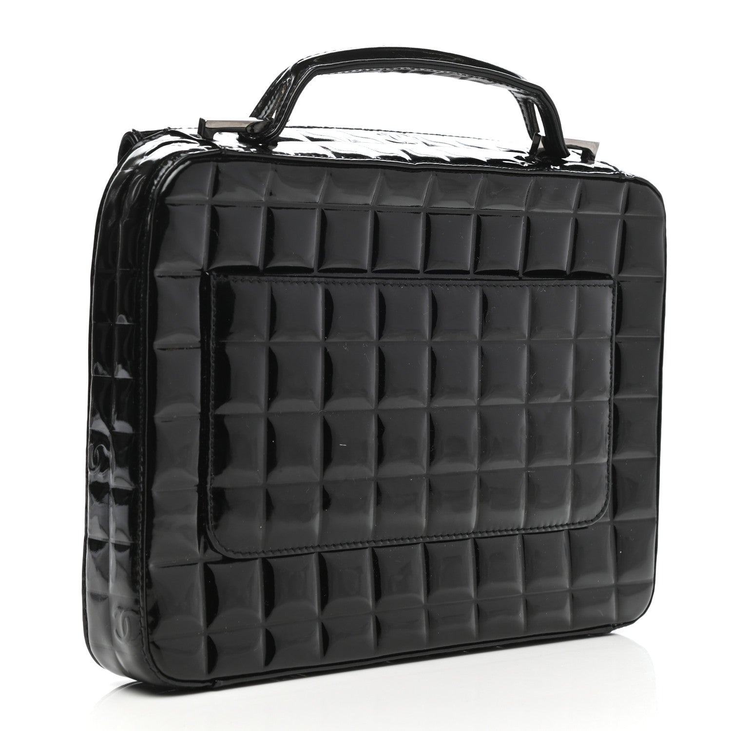 Chanel Patent Quilted Chocolate Bar Top Handle Bag Black 3 of 9