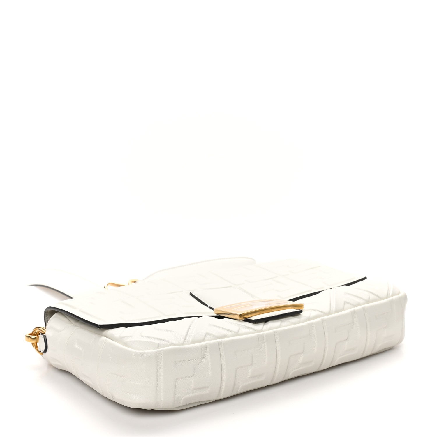 Fendi Nappa FF 1974 Embossed Large Baguette White 4 of 10