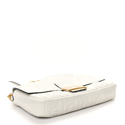 Fendi Nappa FF 1974 Embossed Large Baguette White 4 of 10