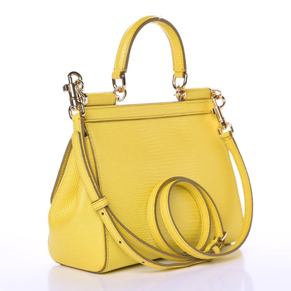 Dolce & Gabbana Iguana Calfskin Embossed Mini Miss Sicily Satchel Lemon 3 of 7