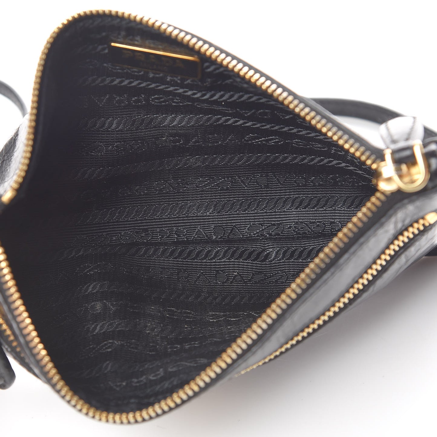 Craquele Zip Crossbody Black