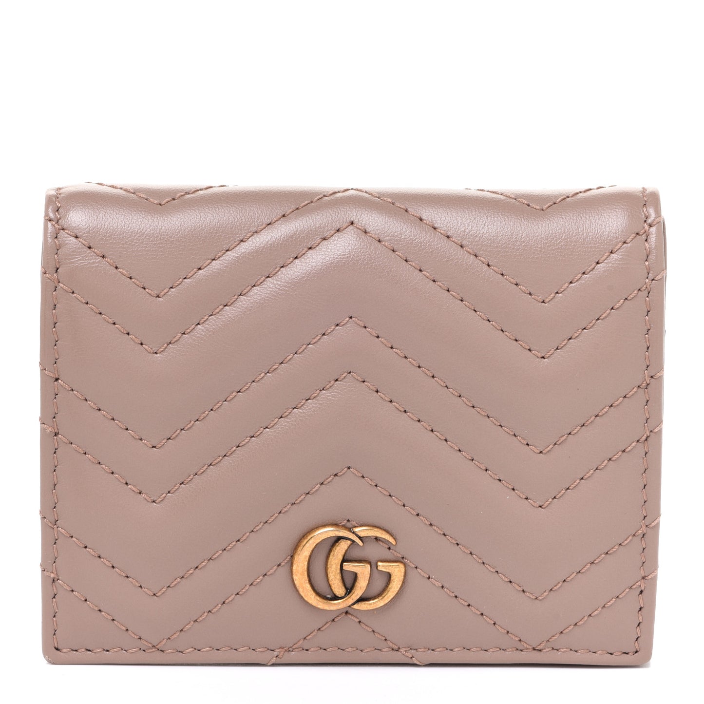 Calfskin Matelasse GG Marmont Card Case Wallet Porcelain Rose