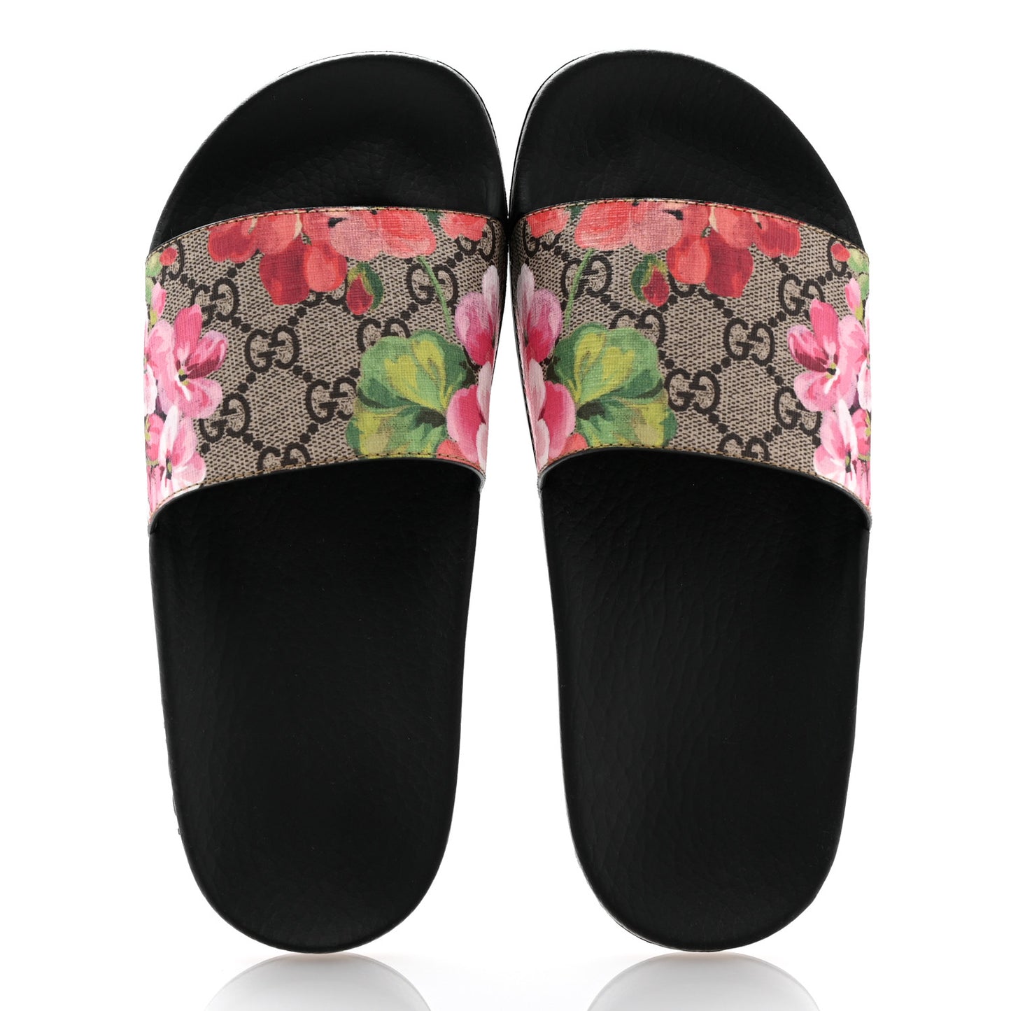 GG Supreme Monogram Blooms Slide Sandals 36 Beige Multicolor