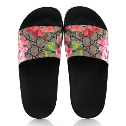Gucci GG Supreme Monogram Blooms Slide Sandals 36 Beige Multicolor 2 of 11