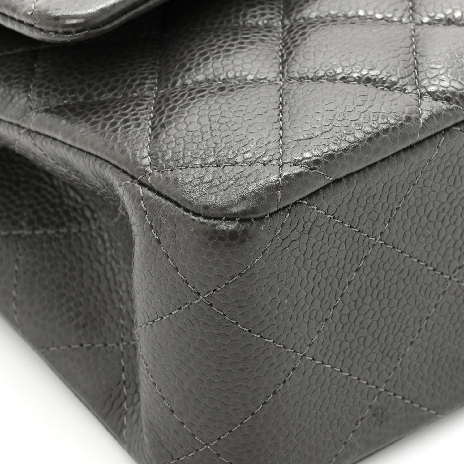 Chanel Caviar Quilted Medium Double Flap Dark Grey 10 of 16