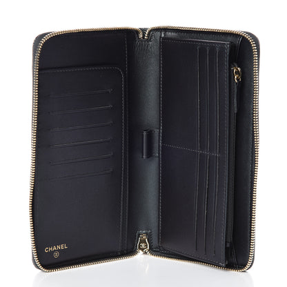 Chanel Iridescent Caviar Quilted Large Zip Around Organizer Wallet Black 5 of 9
