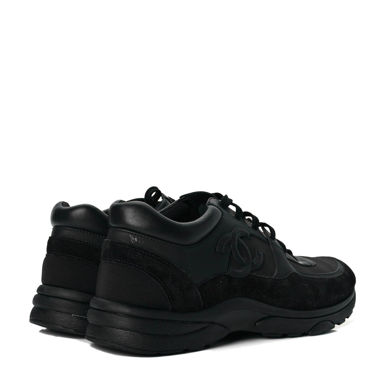 Chanel Toile Suede Calfskin CC Sneakers 40 Black 4 of 9