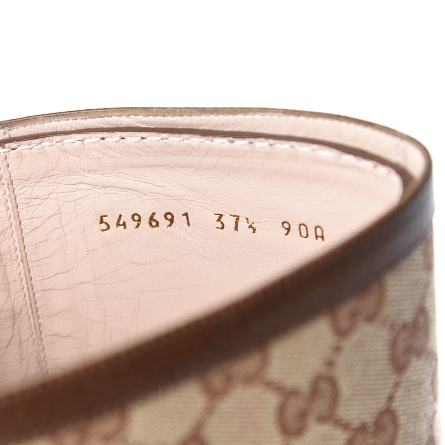 GG Monogram Calfskin Lola Tall Boots 37.5 Beige Ruggine Cuir