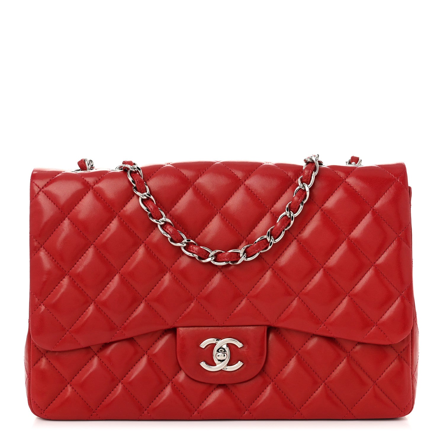 Chanel Lambskin Quilted Jumbo Single Flap Red 1 of 14