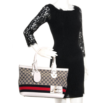 Gucci Monogram Web Heritage Medium Tote White 2 of 7