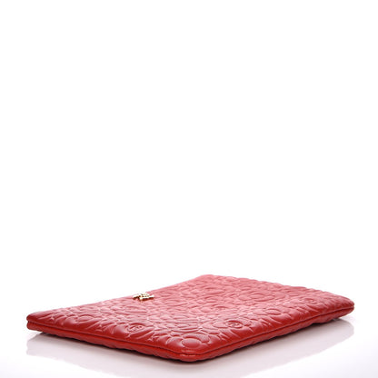 Chanel Caviar Camellia Embossed Medium Cosmetic Case Red 4 of 8