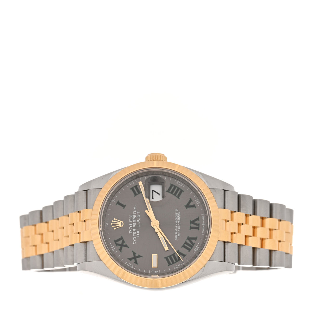 Stainless Steel 18K Yellow Gold 36mm Oyster Perpetual Wimbledon Datejust Watch Slate 126233