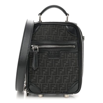 Fendi Recycled Fabric Jacquard Vitello Astro Micro FF Mini Trolley Bag Asfalto Black 1 of 11