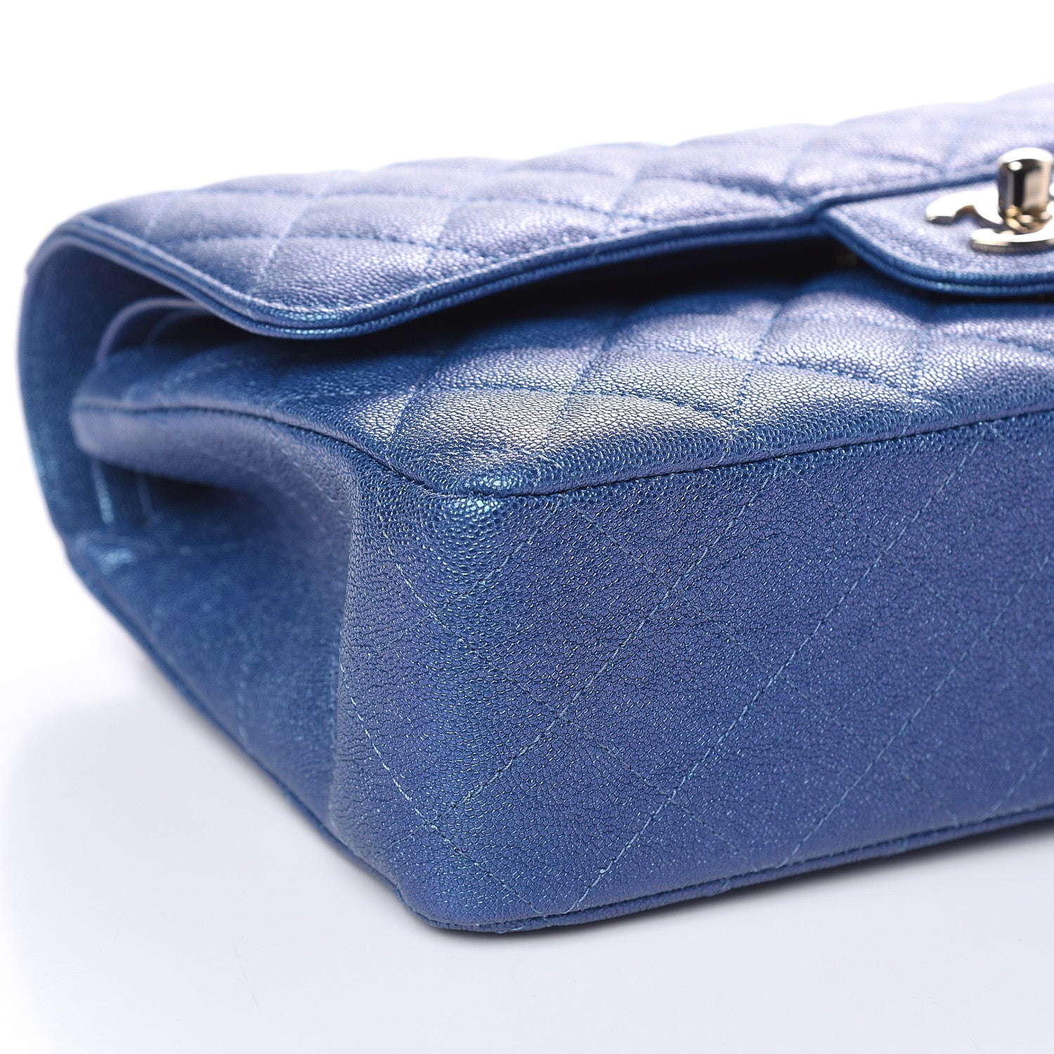 Chanel Iridescent Caviar Quilted Medium Double Flap Dark Blue 8 of 13