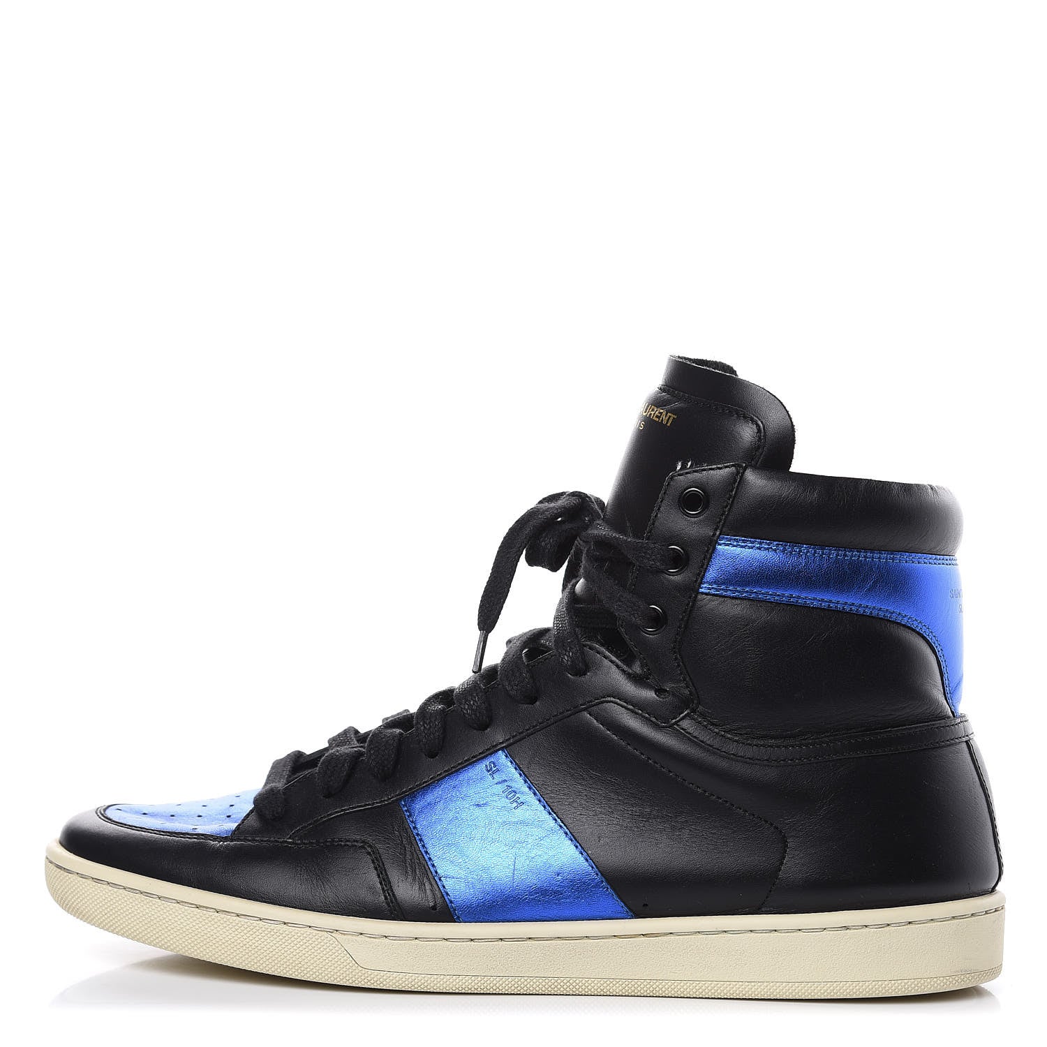 Saint Laurent Calfskin Court Classic SL/10H High Top Sneakers 44 Black Blue 1 of 14