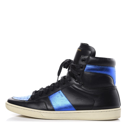 Saint Laurent Calfskin Court Classic SL/10H High Top Sneakers 44 Black Blue 1 of 14