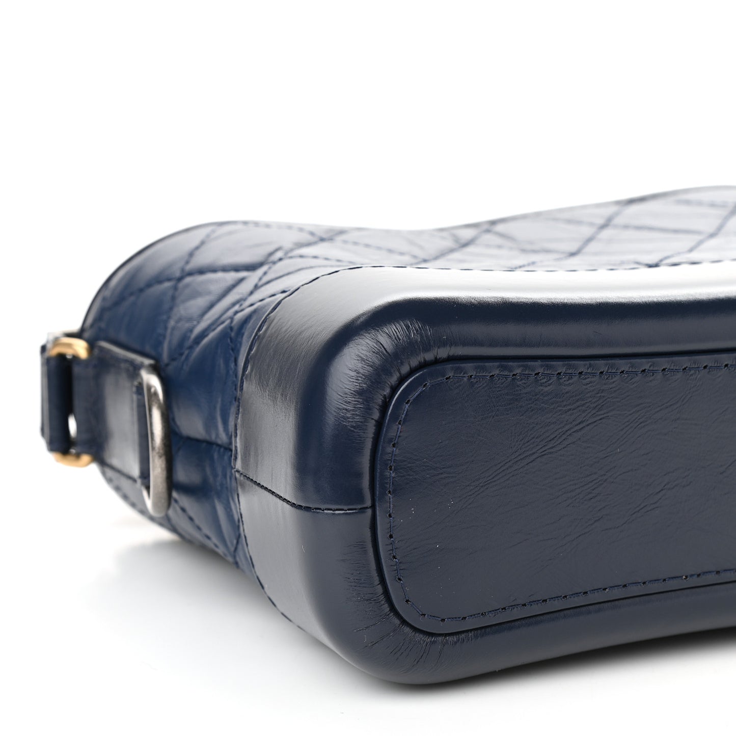 Aged Calfskin Quilted Small Gabrielle Hobo Navy Black