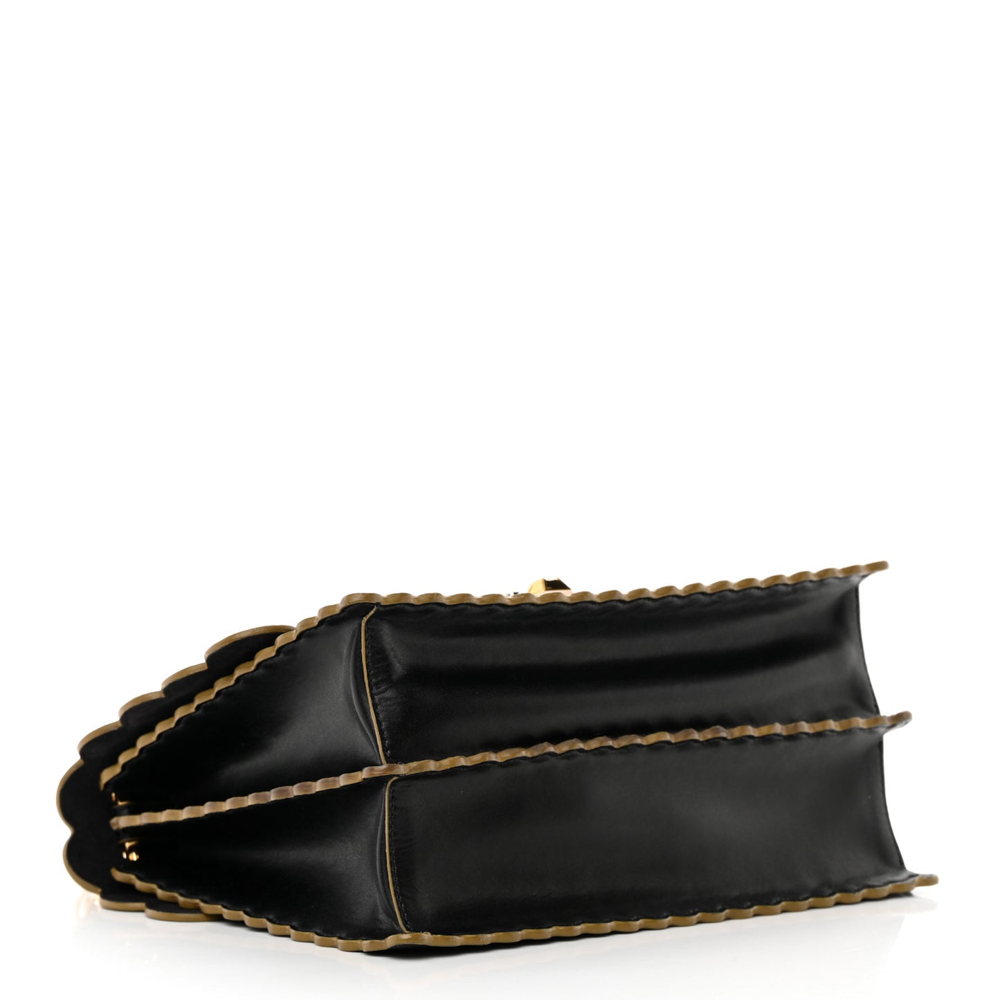 Vitello Liberty Scalloped Studded Kan I Shoulder Bag Black
