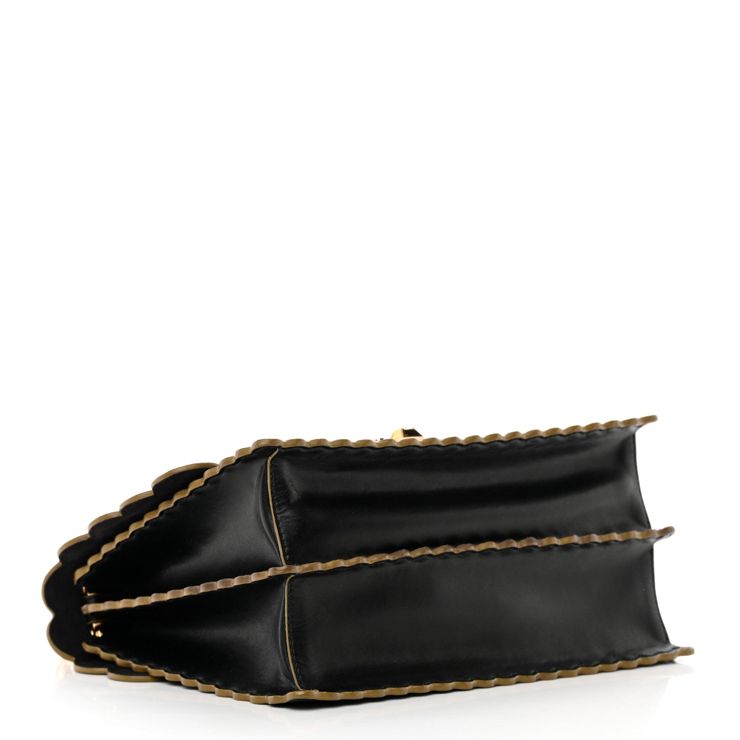 Fendi Vitello Liberty Scalloped Studded Kan I Shoulder Bag Black 4 of 17