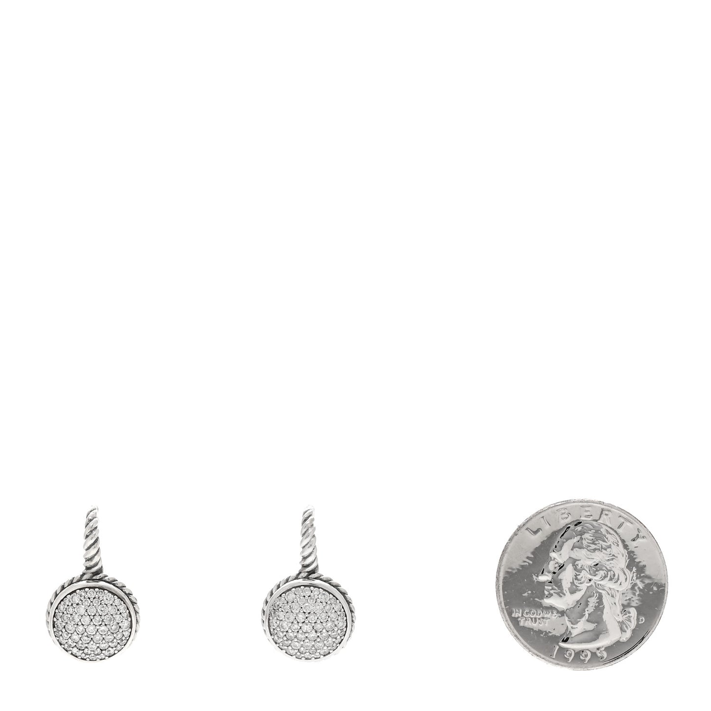 Sterling Silver Pave Diamond Drop Earrings