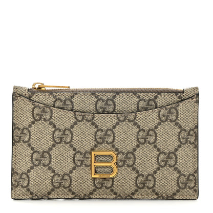 Gucci X BALENCIAGA GG Supreme Monogram Zip Card Case Beige Ebony 1 of 8