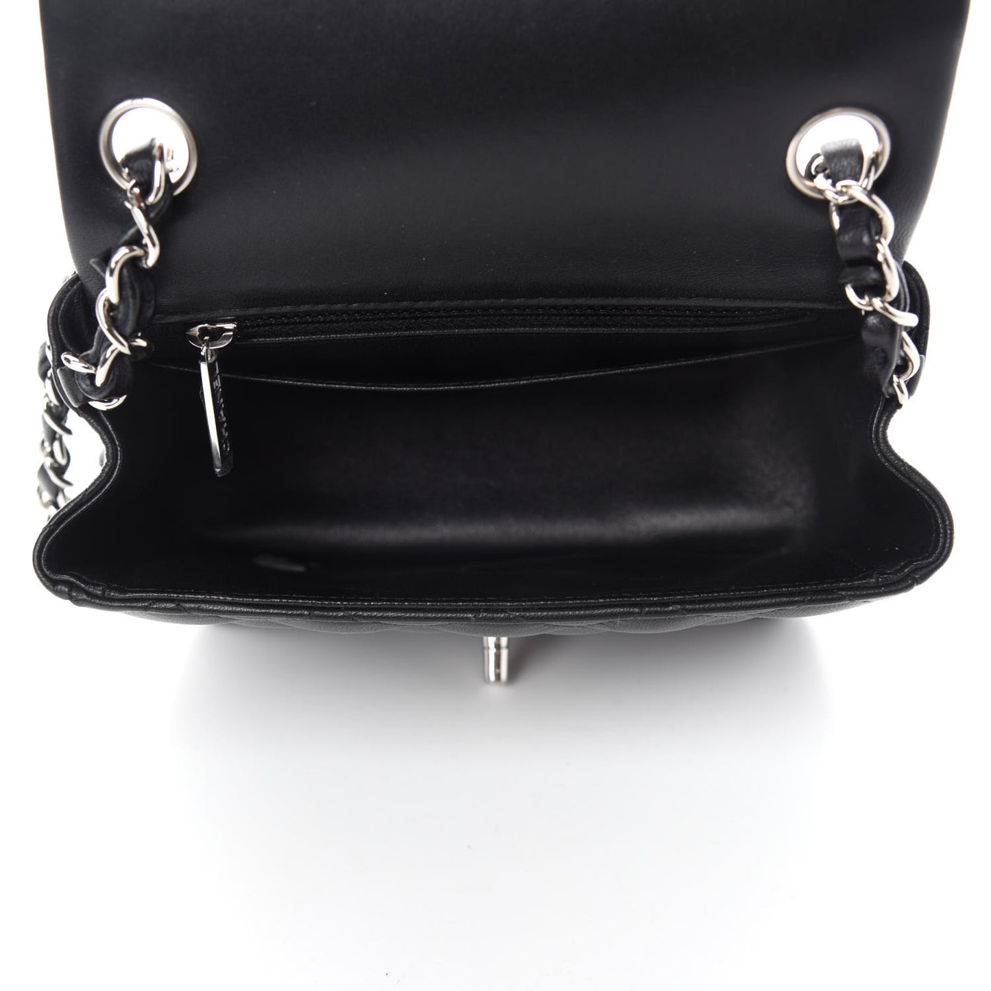 Lambskin Quilted Mini Square Flap Black