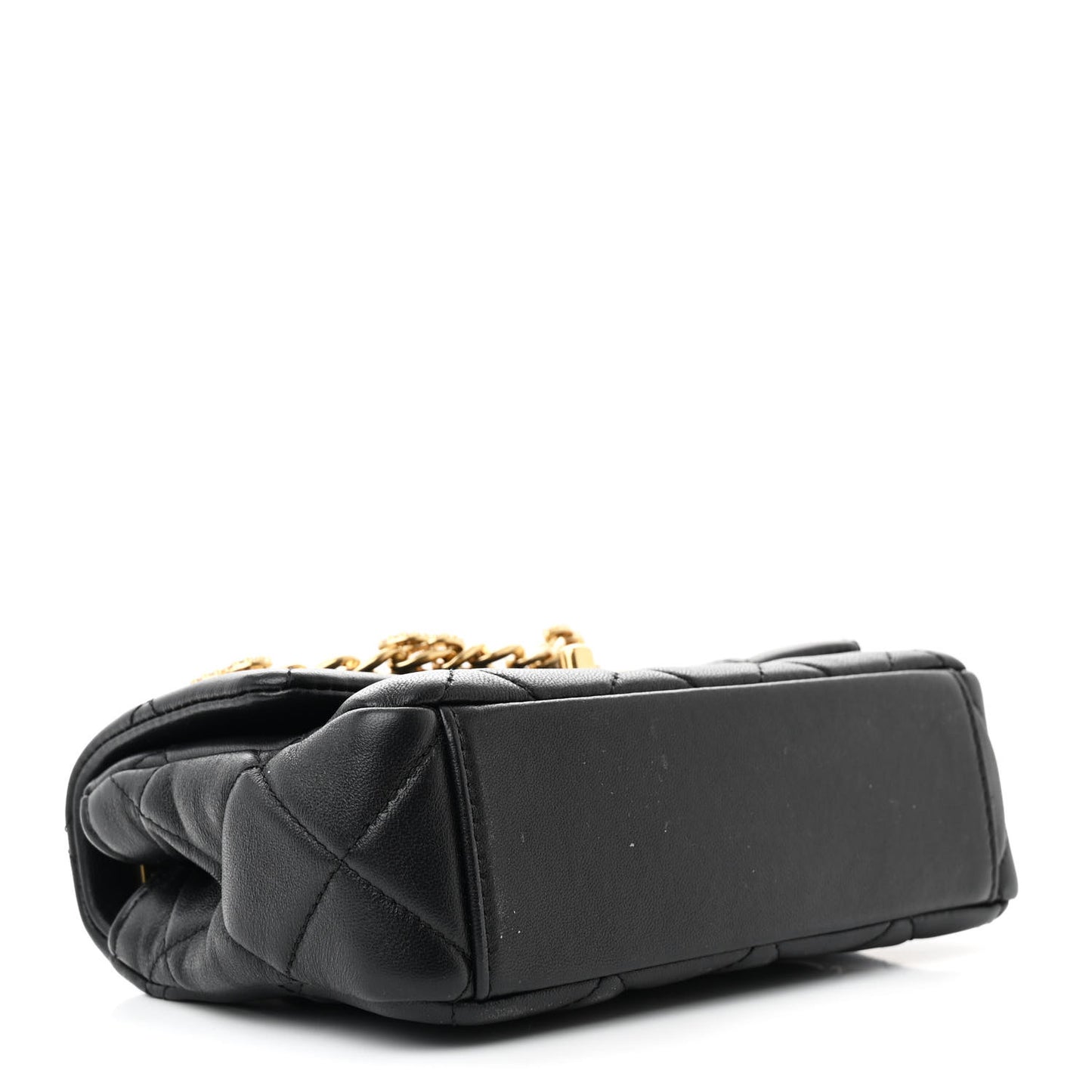 Lambskin Quilted Mini CC Crystal Logo Chain Flap Black