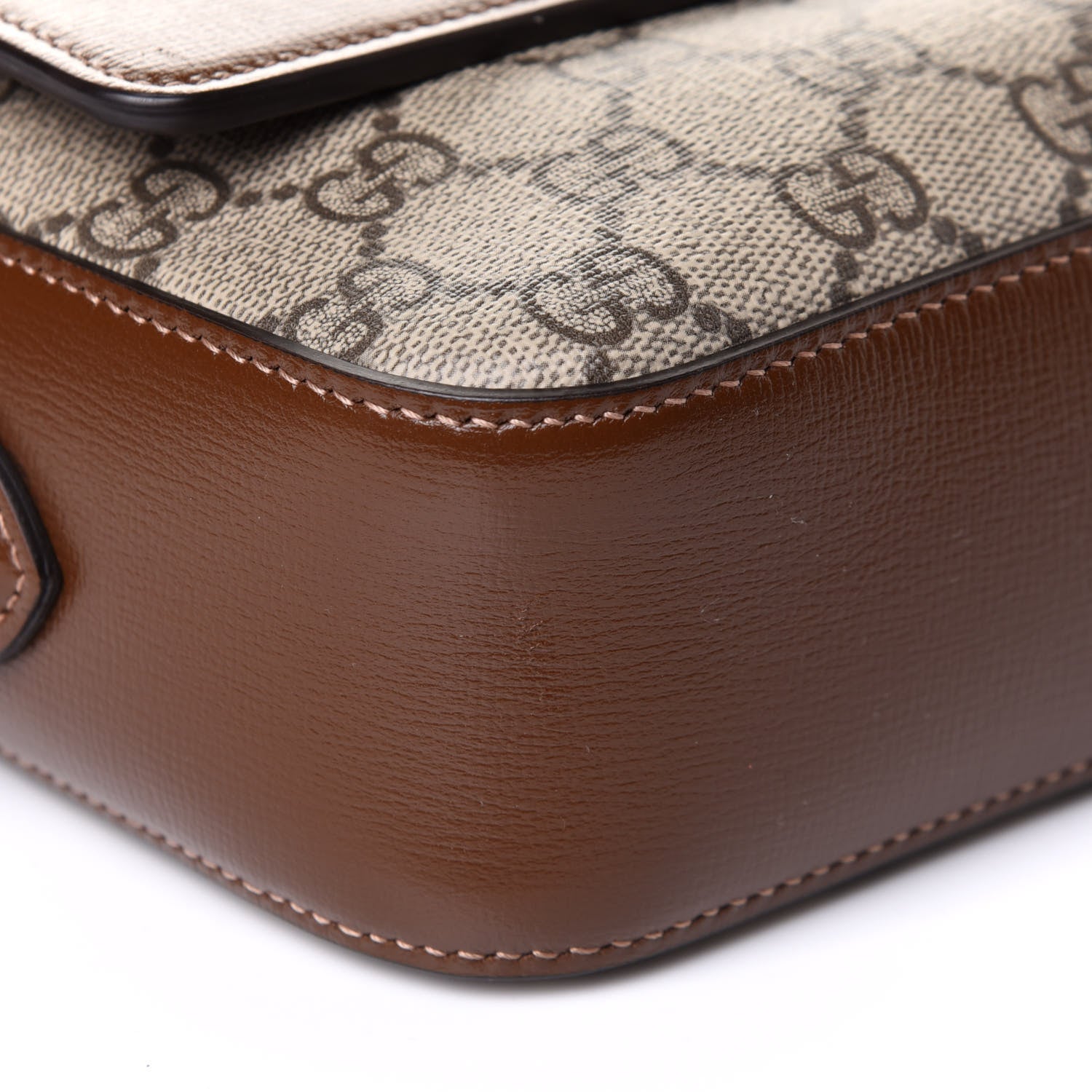 Gucci GG Supreme Monogram Small Horsebit 1955 Shoulder Bag Beige Brown Sugar 10 of 11