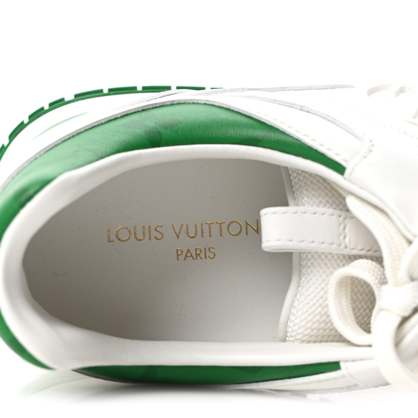 Calfskin Monogram Run Away Sneakers 40 White Green