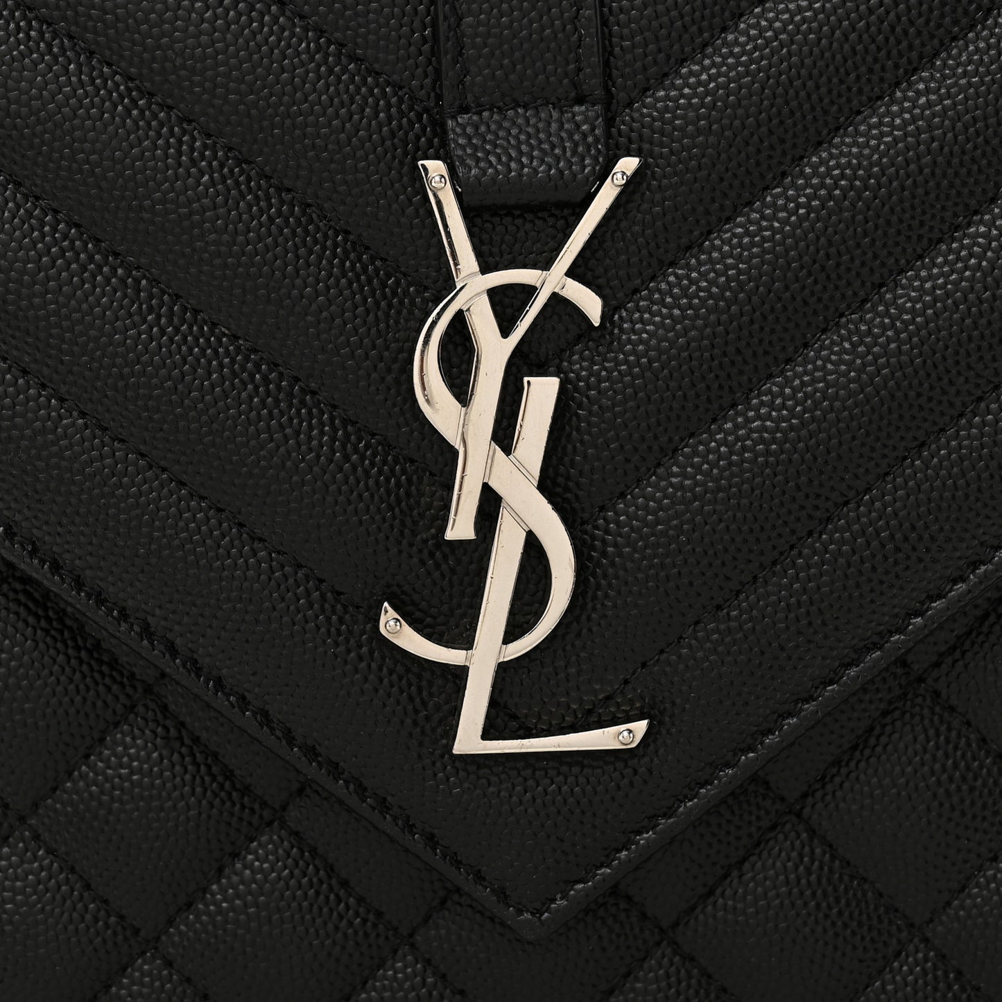 Grain De Poudre Textured Mixed Matelasse Triquilt Medium Monogram Satchel Black