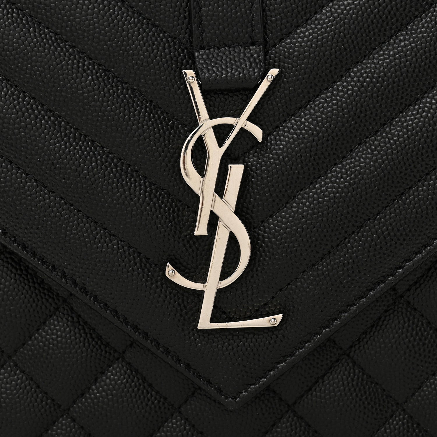 Saint Laurent Grain De Poudre Textured Mixed Matelasse Triquilt Medium Monogram Satchel Black 7 of 10