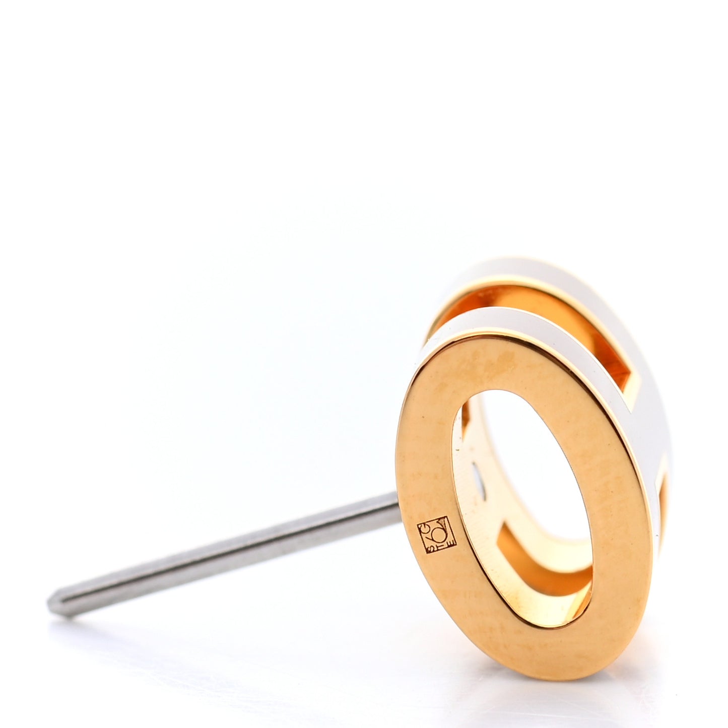 Gold Lacquered Mini Pop H Earrings Marron Glace