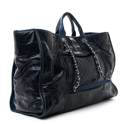 Chanel Glazed Calfskin Large Deauville Tote Blue 2 of 17