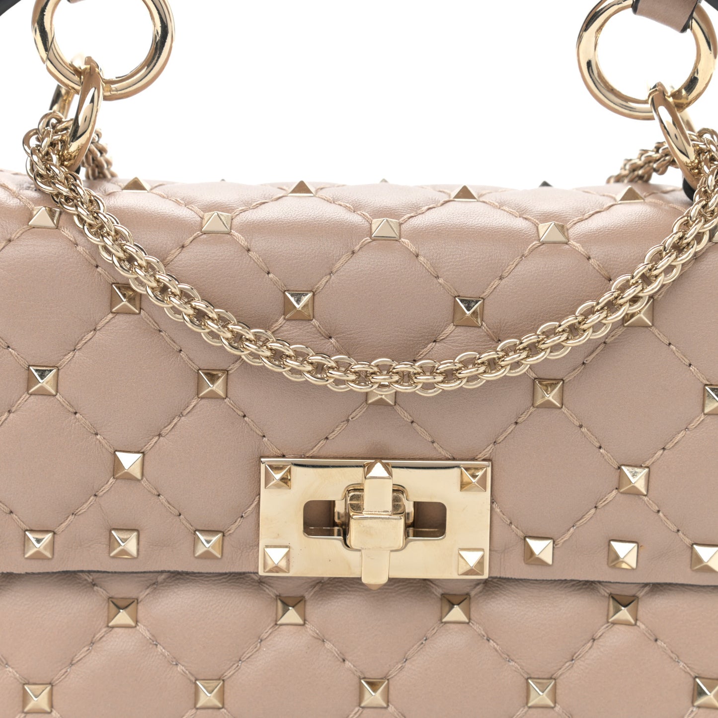 Nappa Small Rockstud Spike Shoulder Bag Poudre