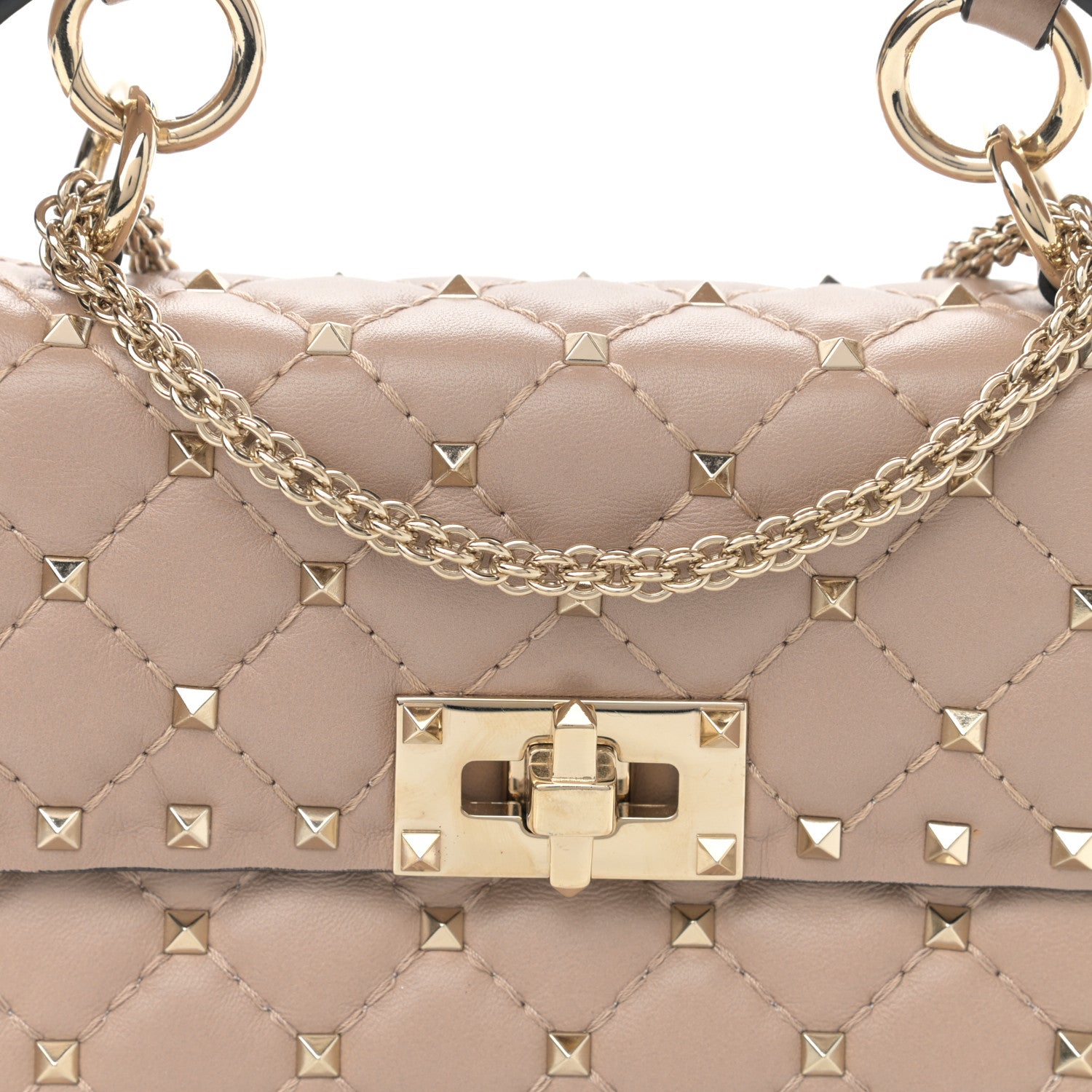 Valentino Garavani Nappa Small Rockstud Spike Shoulder Bag Poudre 8 of 10