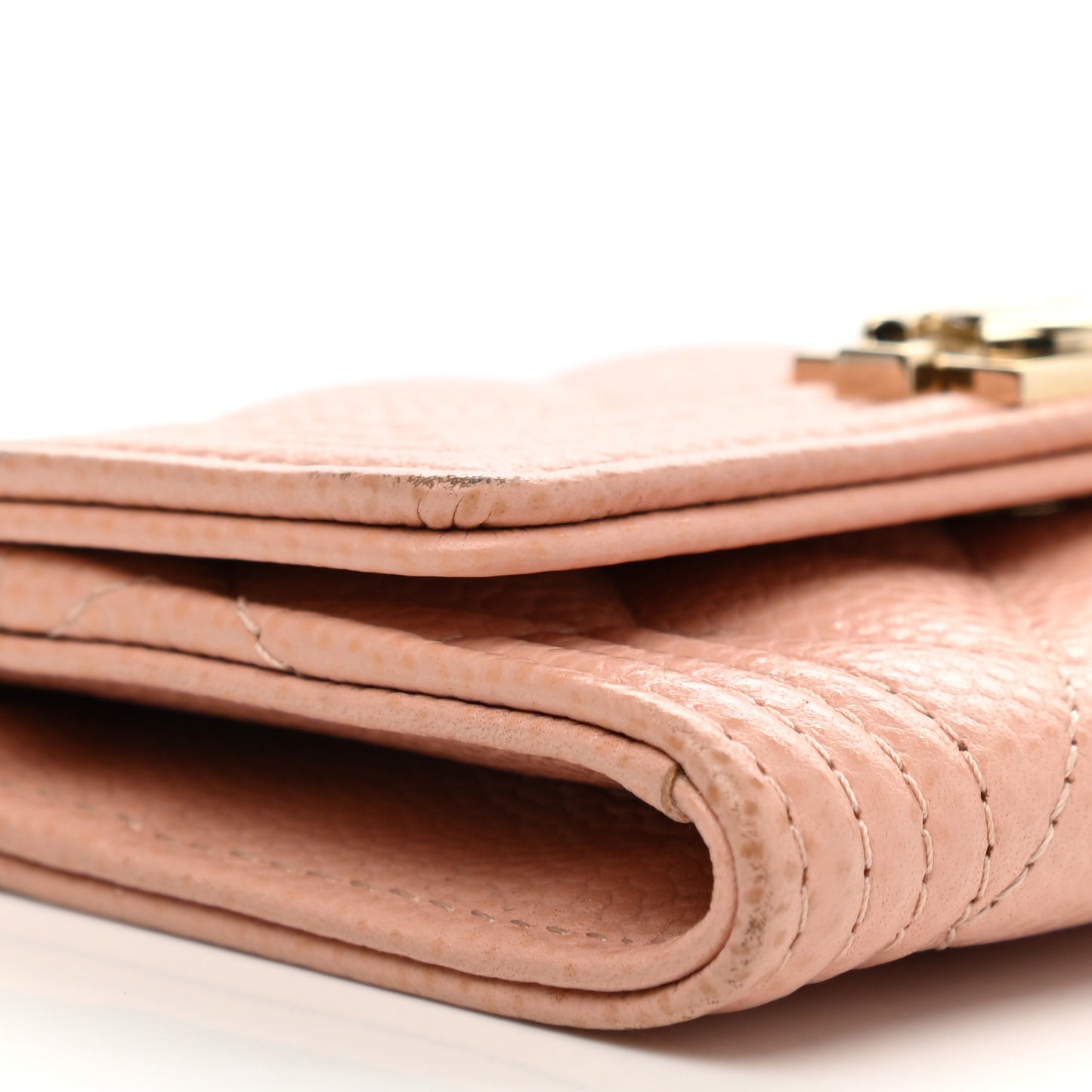 Caviar Quilted Boy Card Holder Wallet Light Pink