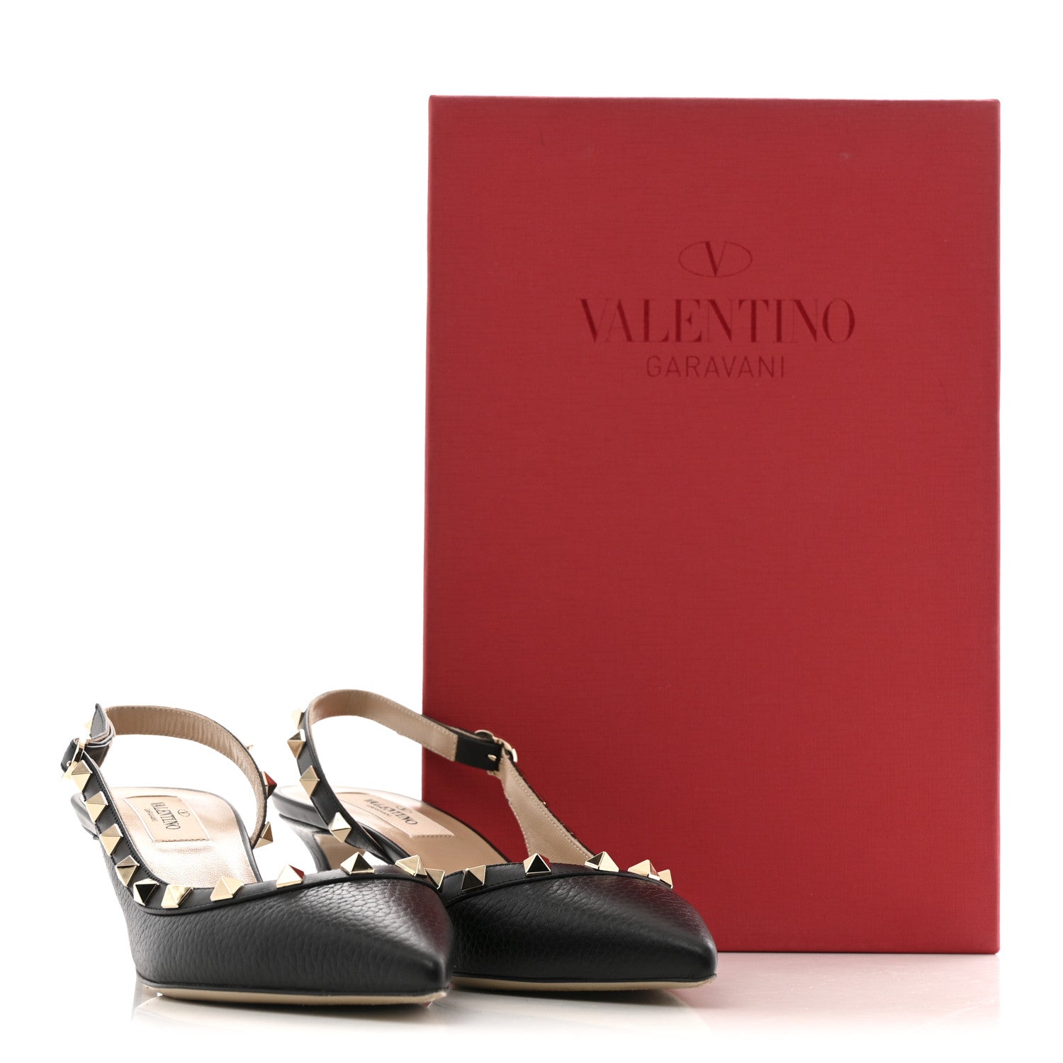 Valentino Garavani Pebbled Calfskin Rockstud Half d'Orsay Slingback 50mm Pumps 37.5 Black 10 of 10
