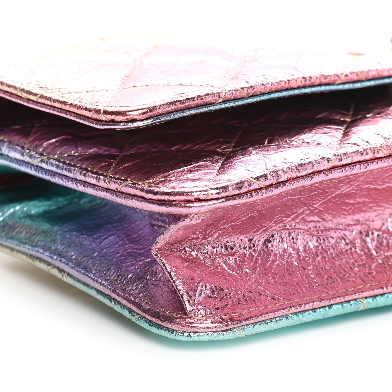 Chanel Metallic Goatskin Quilted 2.55 Reissue Wallet on Chain WOC Multicolor 8 of 9