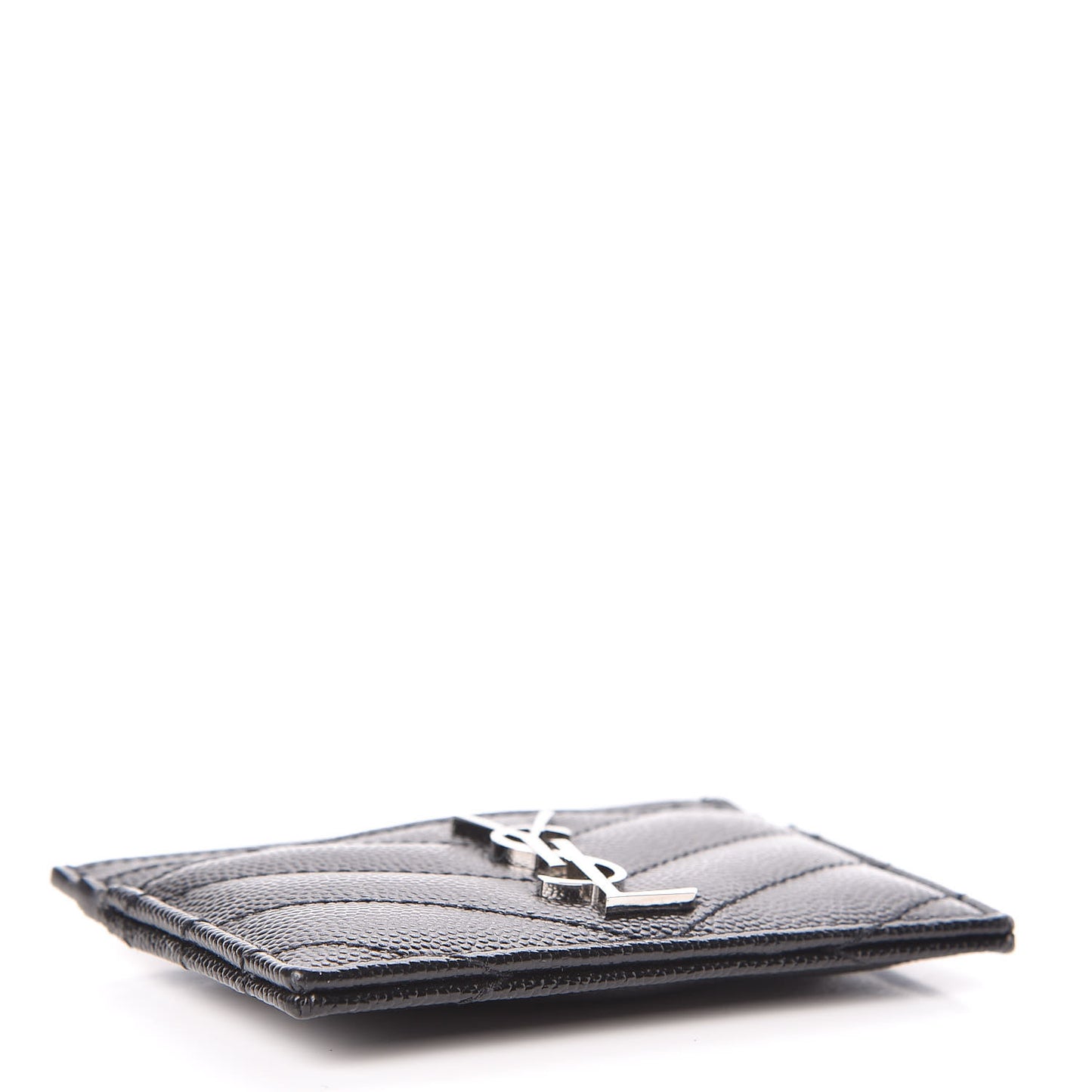 Grain De Poudre Matelasse Chevron Monogram Credit Card Case Black