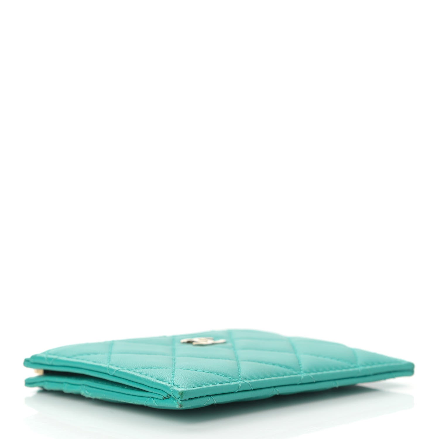 Chanel Lambskin Quilted Zip Card Holder Turquoise 4 of 10