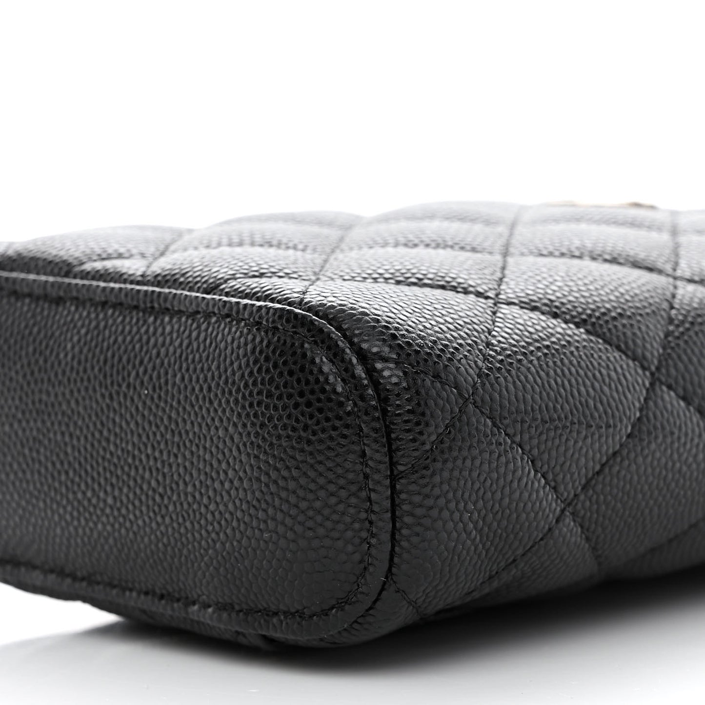 Caviar Quilted Small Vertical Coco Beauty Vanity Case With Chain Black
