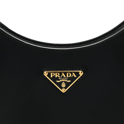 Prada Brushed Calfskin Cleo Adjustable Strap Shoulder Bag Black 8 of 11