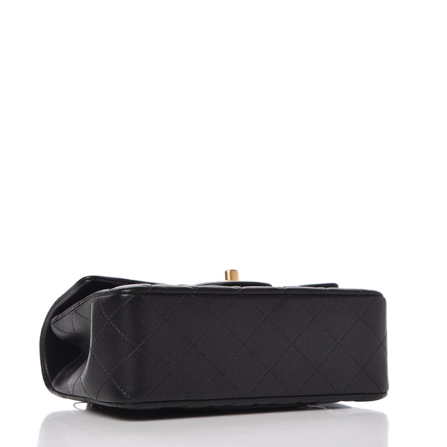 Lambskin Quilted Mini Top Handle Rectangular Flap Black